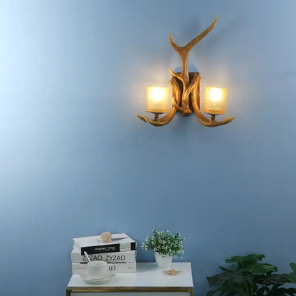 Retro Deer Horn Wall Lamp
