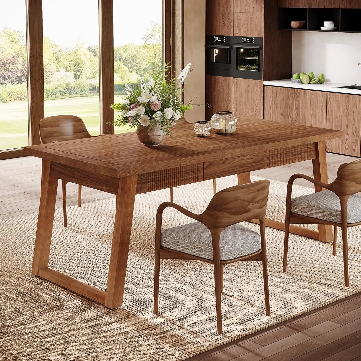 Dining Table with Storage Drawer for Dining Room