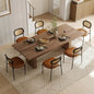 Rattan Dining Chairs Set of 6, PU Leather Upholstered Dining Chairs with Rattan Cane Back, Mid Century Modern