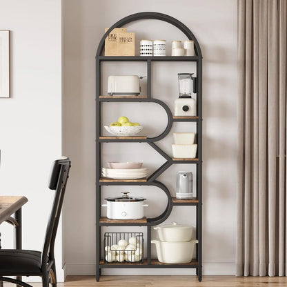 Bookshelf 6 Tier Arched Bookcase