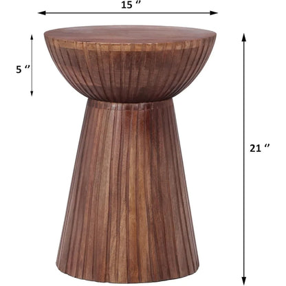 Solid Mango Wood Round End Table