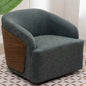Swivel Accent Chair Faux Leather Swivel Barrel Chair Comfortable Mid Century Modern