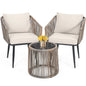 3 Pieces Patio Rattan Bistro Conversation Set