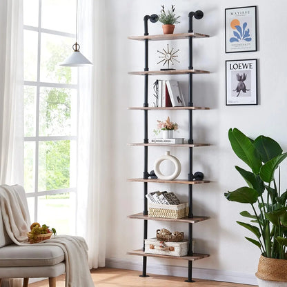 Wall Mounted Ladder Shelves With Metal Frame