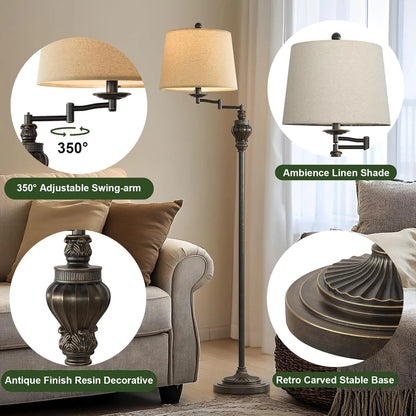 Vintage Floor Lamp with Adjustable Swing Arm