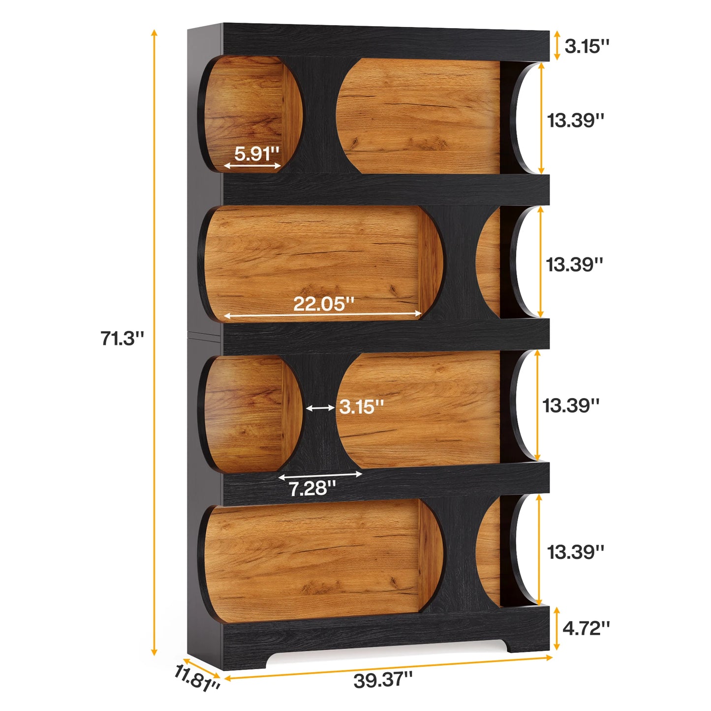 Wood Decorative Storage Shelving, Modern Freestanding Display Shelves