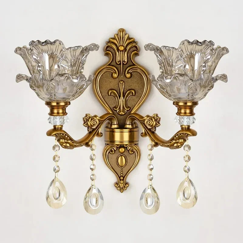 2025 New European Style Retro Crystal Glass Wall Lamp