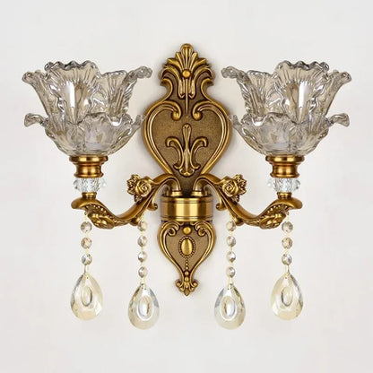 2025 New European Style Retro Crystal Glass Wall Lamp