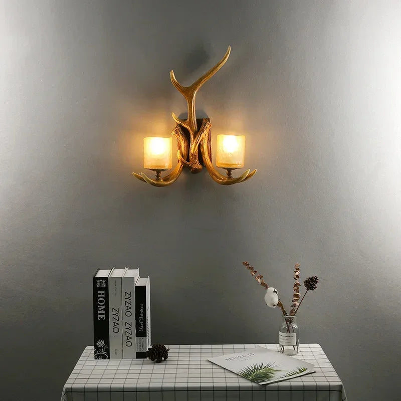 Retro Deer Horn Wall Lamp