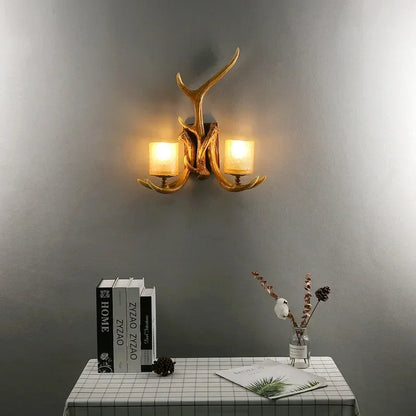 Retro Deer Horn Wall Lamp
