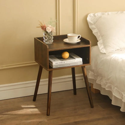 Rustic Brown Modern Nightstand with Storage
