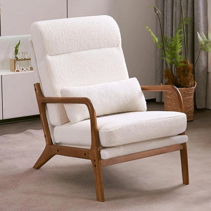 Accent Chair Mid-Century Modern Chair with Pillow High Back