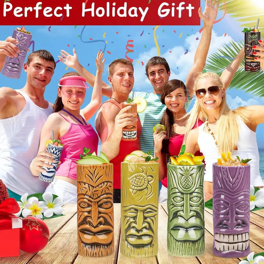 Tiki Mugs Set of 12 Large