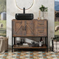 Rustic Farmhouse Bathroom Vanity with Ceramic Vessel Sink Combo Cabinet