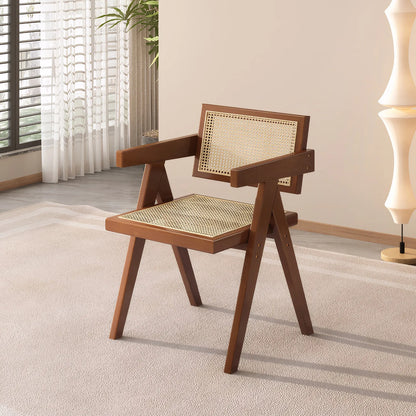 Modern Mid Century Dining Chairs Set of 2, Rattan Accent Chairs