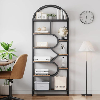 Bookshelf 6 Tier Arched Bookcase