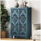 47" Tall Accent Cabinet with Navy Blue Mandala Carved Doors
