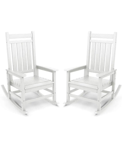 Outdoor Rocking Chair Set of 2, HDPE Rocking Chairs for Adult