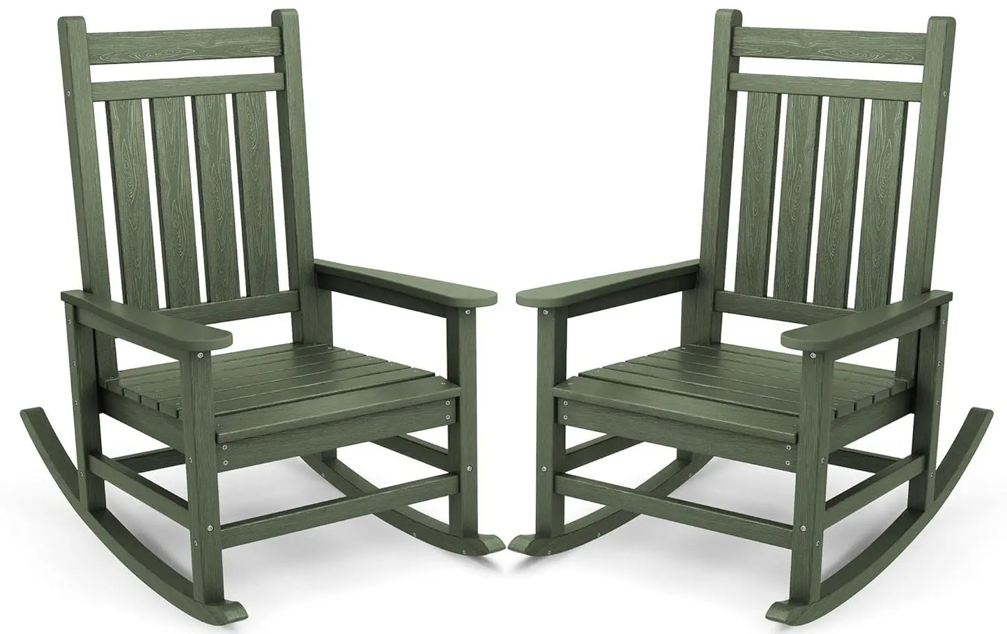 Outdoor Rocking Chair Set of 2, HDPE Rocking Chairs for Adult