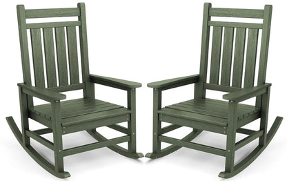 Outdoor Rocking Chair Set of 2, HDPE Rocking Chairs for Adult