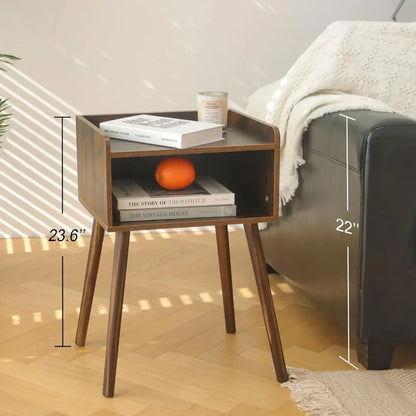 Rustic Brown Modern Nightstand with Storage