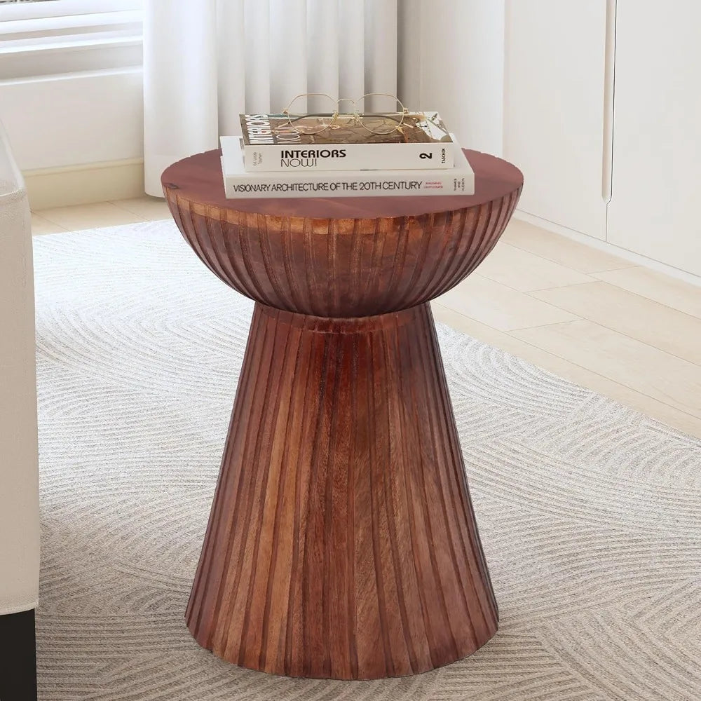 Solid Mango Wood Round End Table