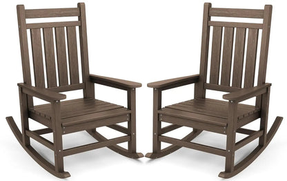 Outdoor Rocking Chair Set of 2, HDPE Rocking Chairs for Adult