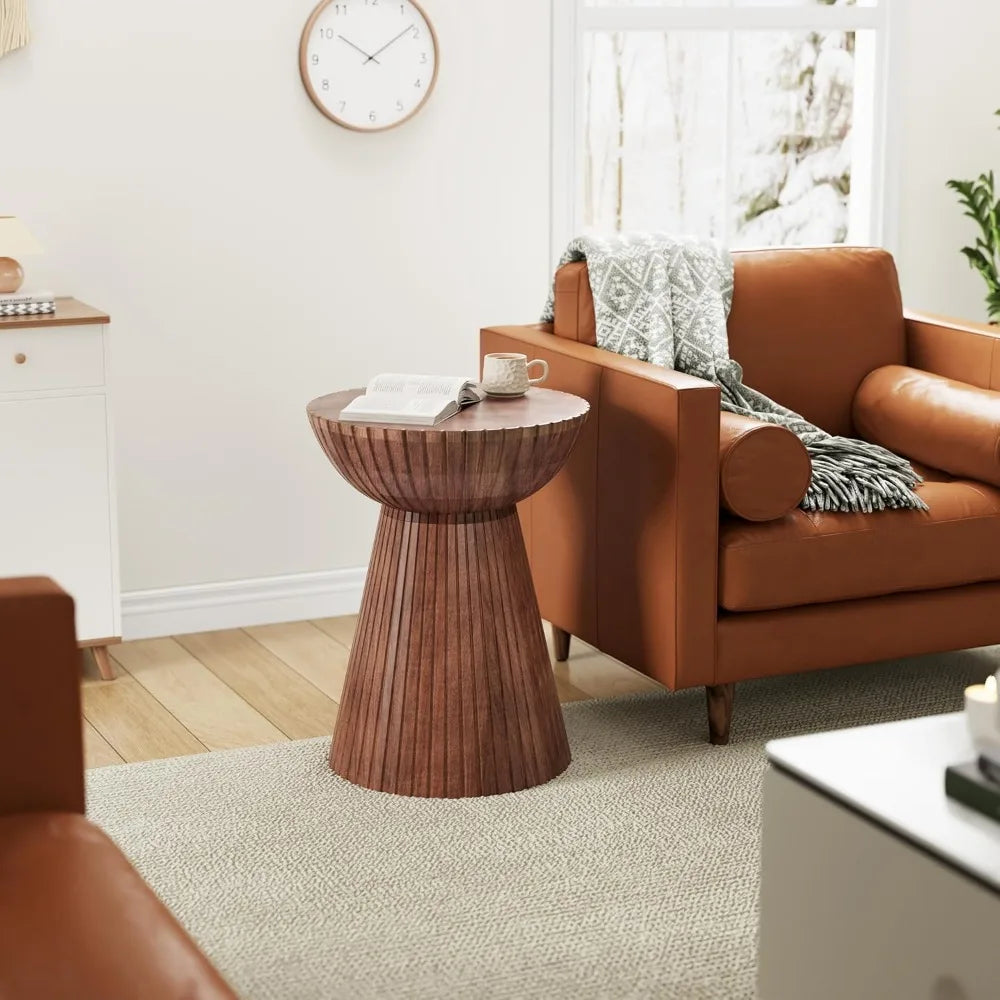 Solid Mango Wood Round End Table