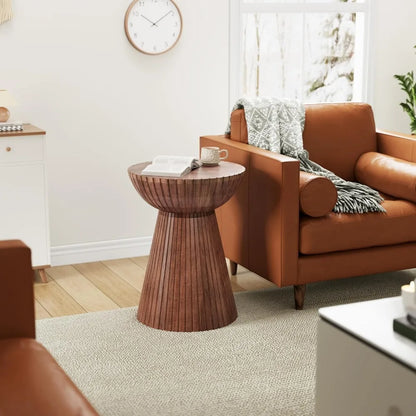 Solid Mango Wood Round End Table