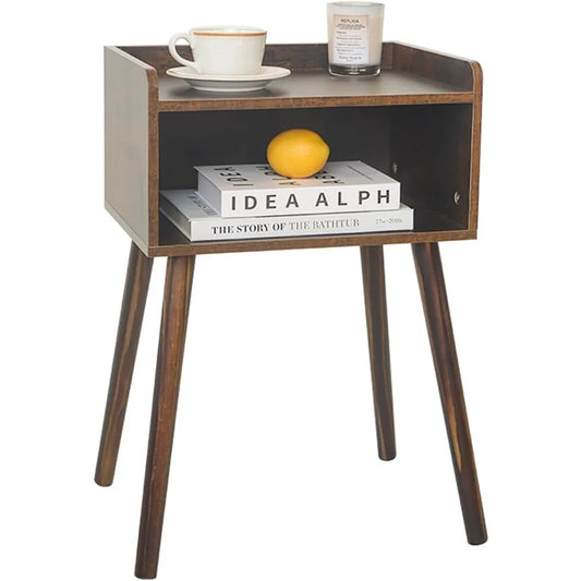 Rustic Brown Modern Nightstand with Storage