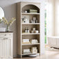 76" Tall  5 Tiers Narrow Farmhouse Arched Cabinet w/Adjustable Shelves