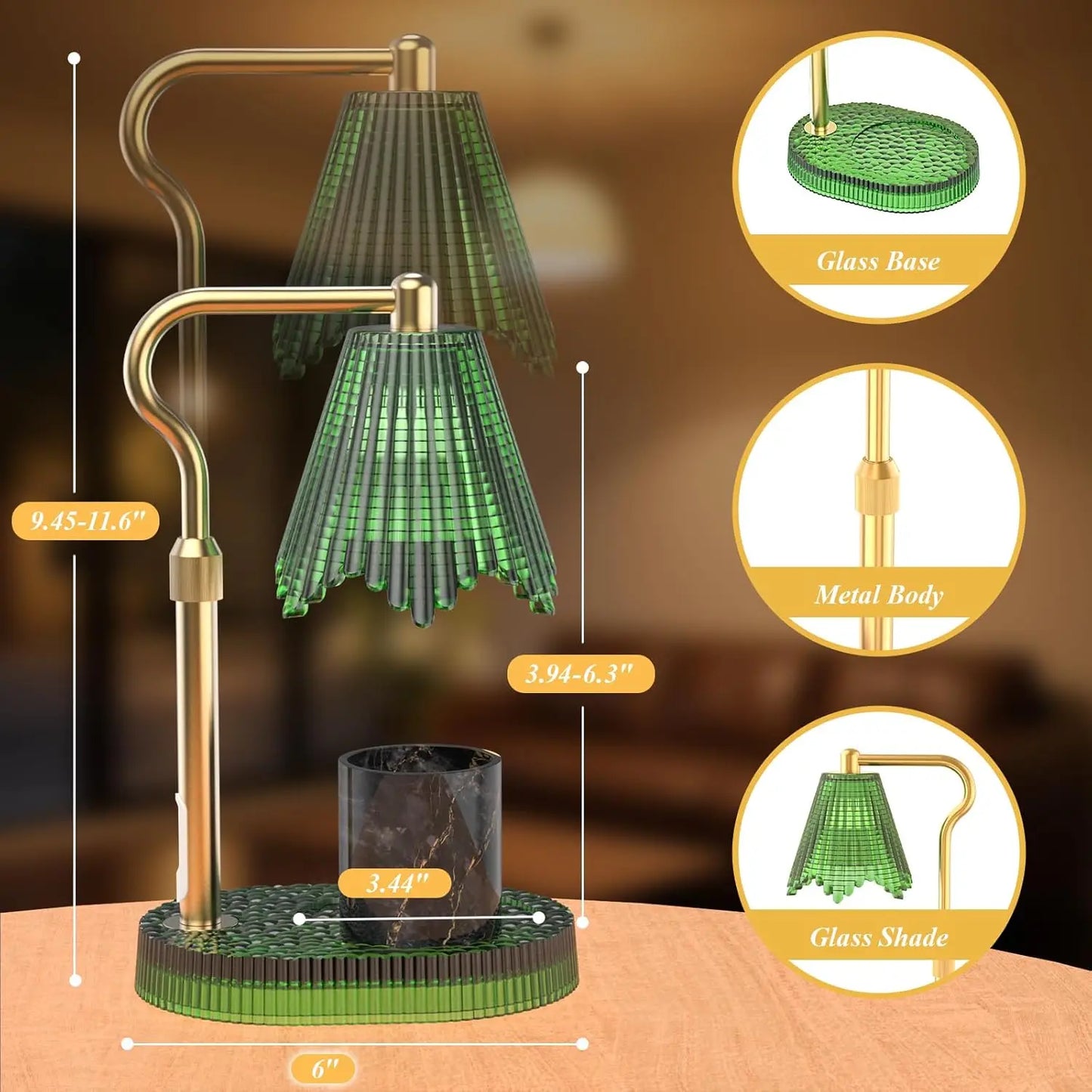 Timer & Dimmable Candle Warmer Lamp with Adjustable Height