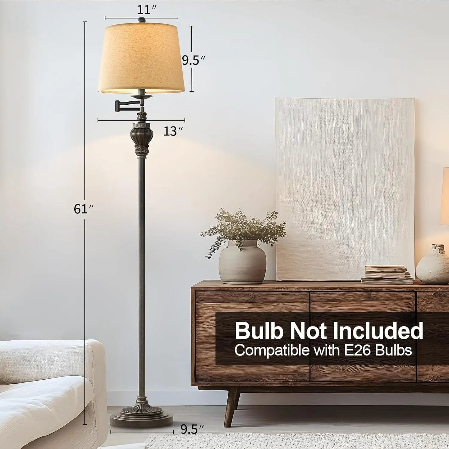 Vintage Floor Lamp with Adjustable Swing Arm
