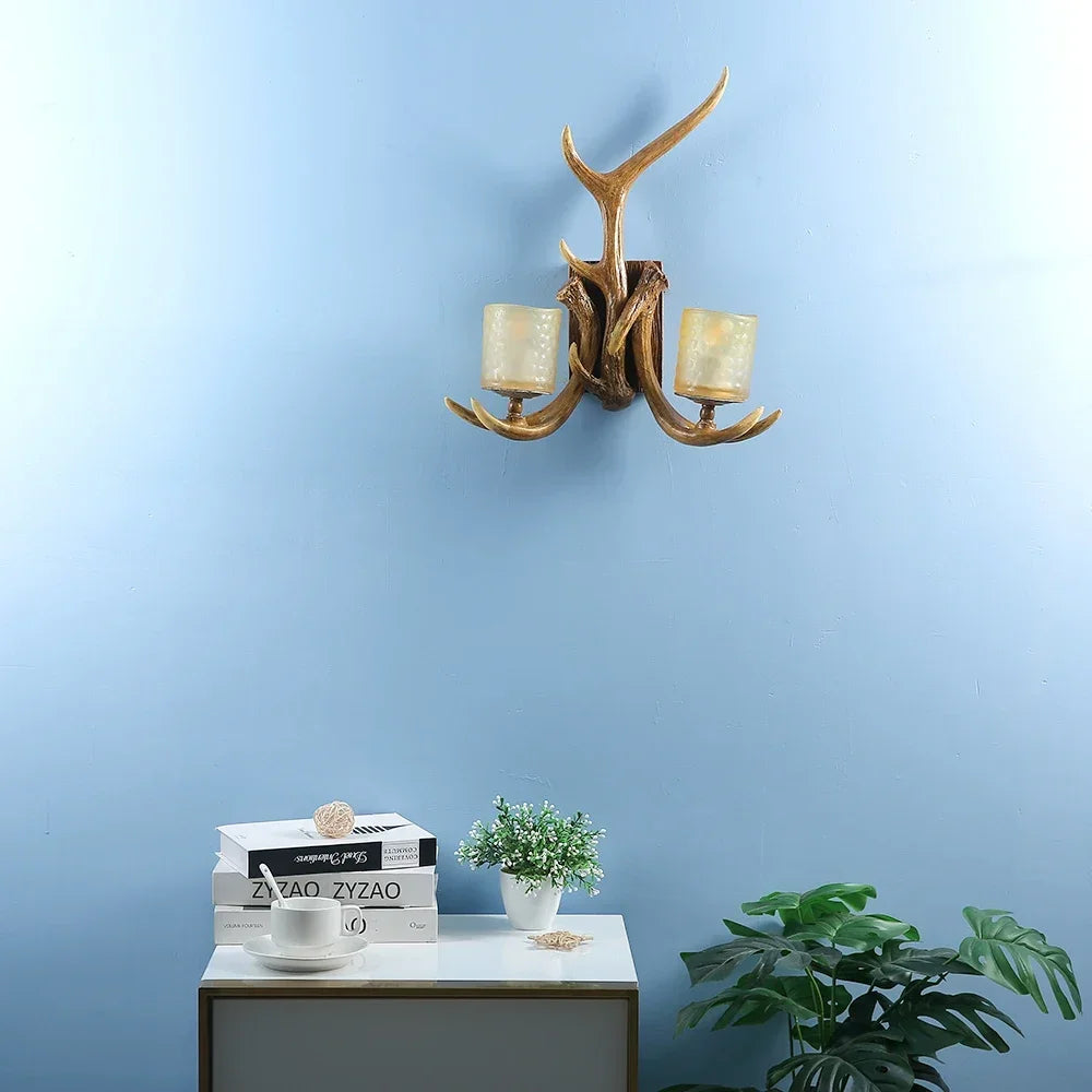 Retro Deer Horn Wall Lamp