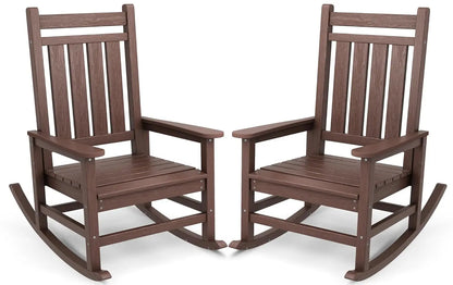 Outdoor Rocking Chair Set of 2, HDPE Rocking Chairs for Adult