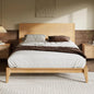 Queen Size Bamboo Platform Bed, Mid-Century Modern Bed Frame with Tall Headboard