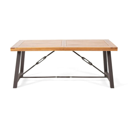 70 in Modern Patio Outdoor Garden Rectangle Acadia Wood Dining Table, Teak