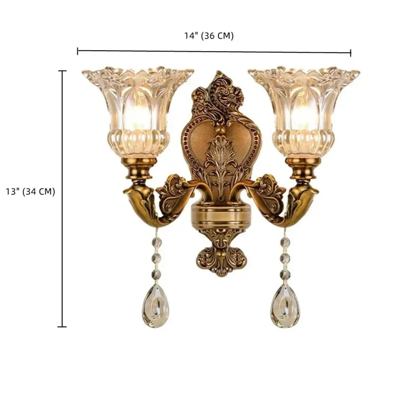 2025 New European Style Retro Crystal Glass Wall Lamp