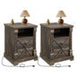 Farmhouse Night Stand with Charging Station set of 2, 18" Wide