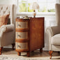 Solid Wood Sofa Side Table with Vintage Embossed Handles