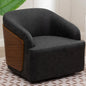 Swivel Accent Chair Faux Leather Swivel Barrel Chair Comfortable Mid Century Modern