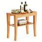 Bamboo Shower Bench, Waterproof Shower Stool With Storage Shelf