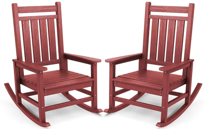 Outdoor Rocking Chair Set of 2, HDPE Rocking Chairs for Adult