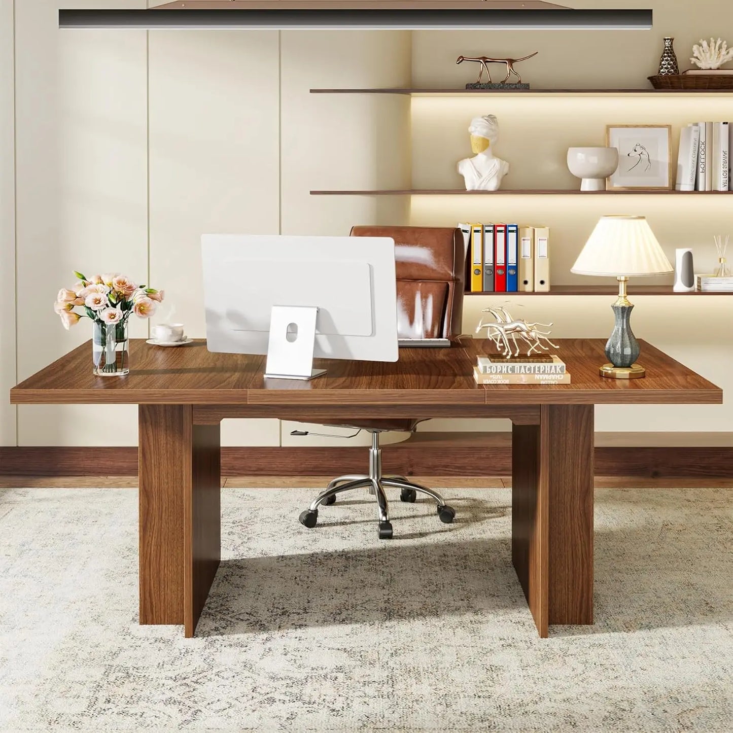 Farmhouse Dining Table for 6 to 8, 63-Inch