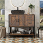 Rustic Farmhouse Bathroom Vanity with Ceramic Vessel Sink Combo Cabinet