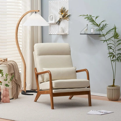 Accent Chair Mid-Century Modern Chair with Pillow High Back
