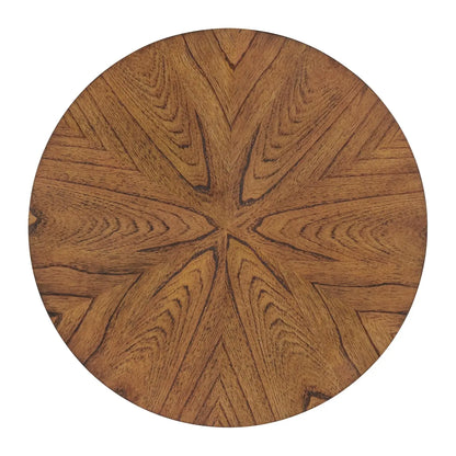 Round Wood Coffee Table with Lower Shelf,Cocktail Table for Living Room or Den. Caramel Brown with Walnut Brown Legs, Customized
