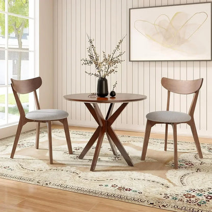 Mid-Century Wood Table Chairs Set of 2