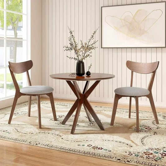 Mid-Century Wood Table Chairs Set of 2