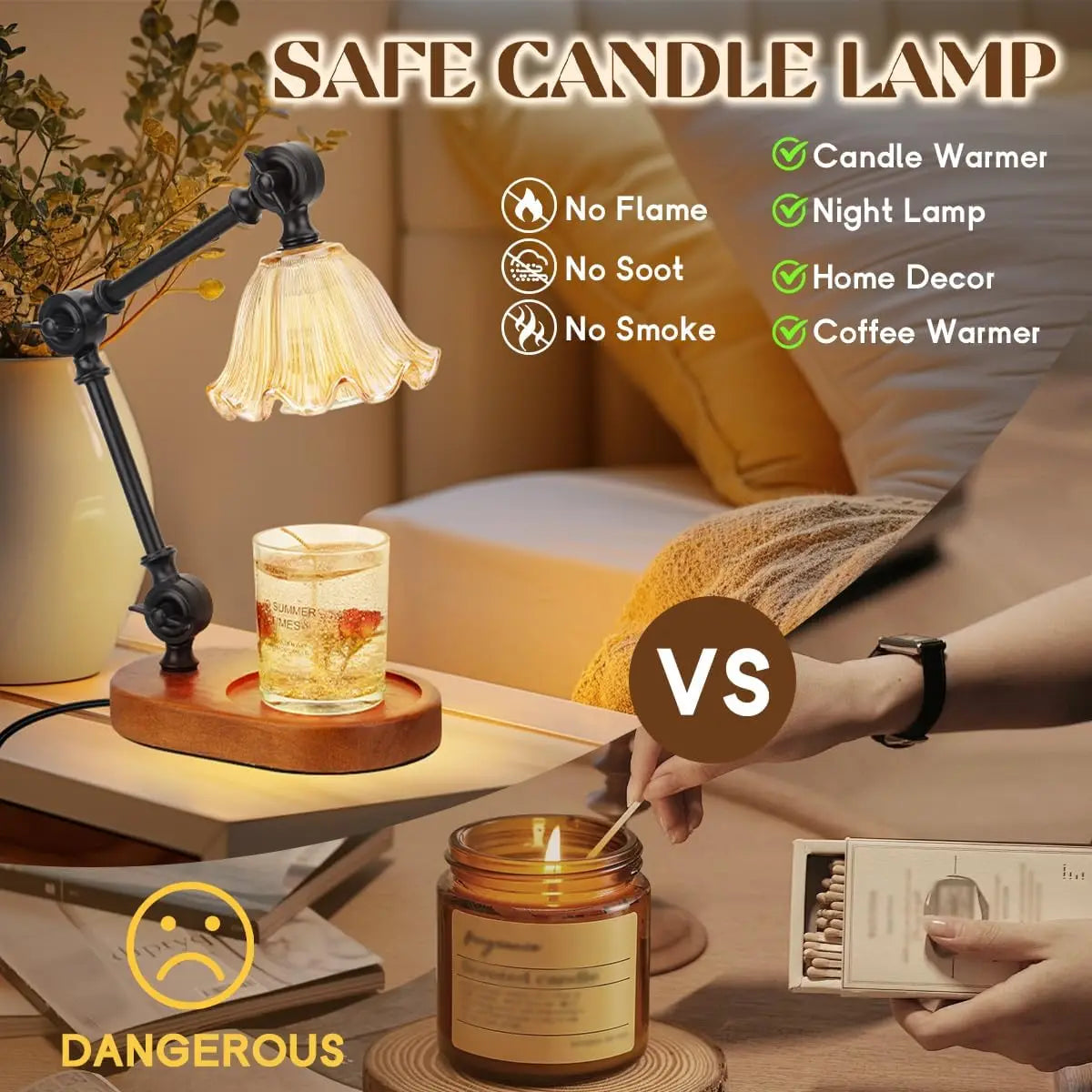 Candle Warmer Lamp,Adjustable Height, Timer,Dimmable